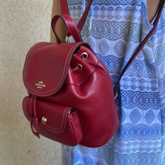 Coach Leather Red Pennie Backpack c4121 - Picture 7 of 13